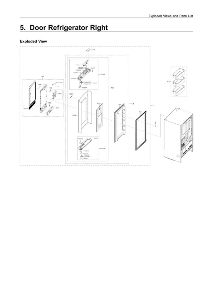 Right Refrigerator Door Parts Diagram and Parts List for RF28R7551SG AA-00 Samsung Refrigerator