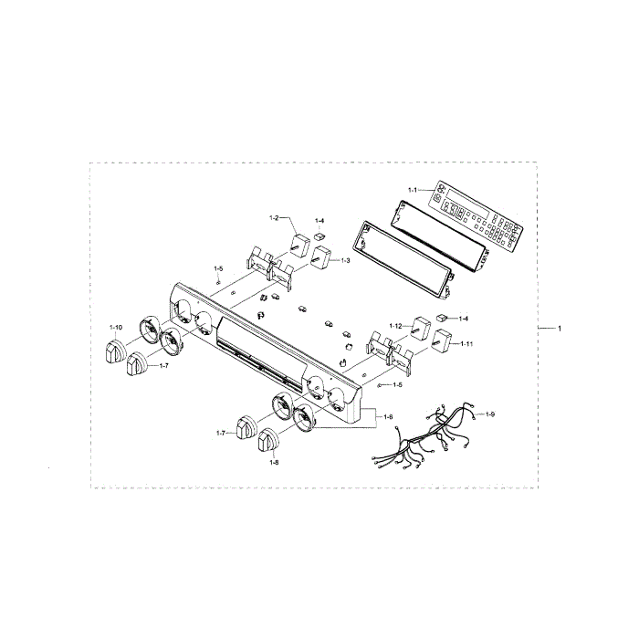 Control Panel Diagram and Parts List for NE58H9950WS AA-01 Samsung Range