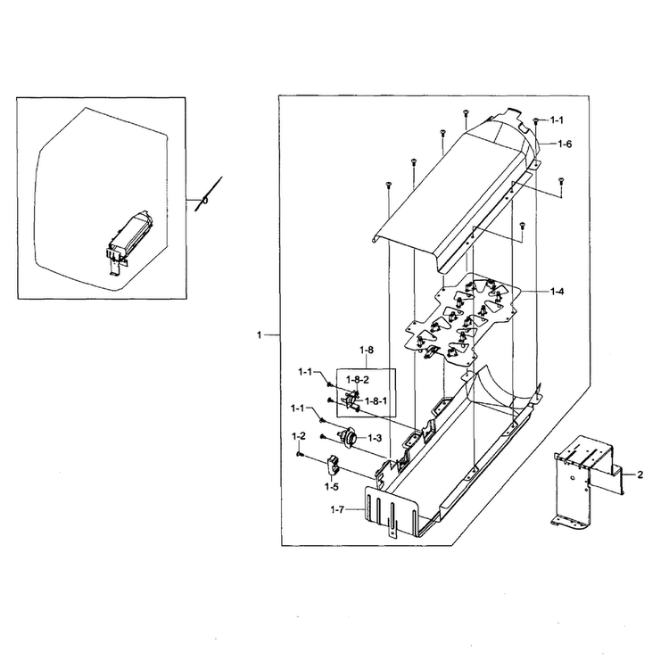 Duct Heater Diagram and Parts List for DV457EVGSWR AA-0002 Samsung Dryer