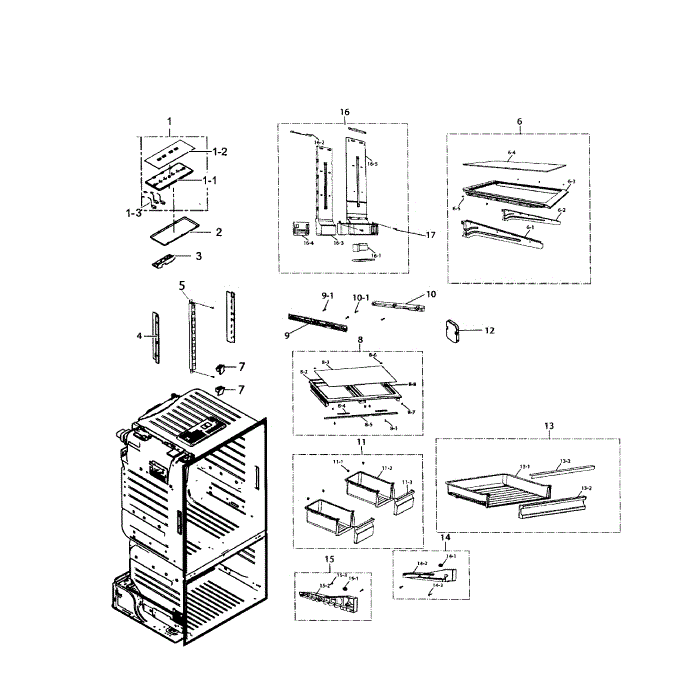 Refrigerator Diagram and Parts List for RF220NCTABC AA-01 Samsung Refrigerator