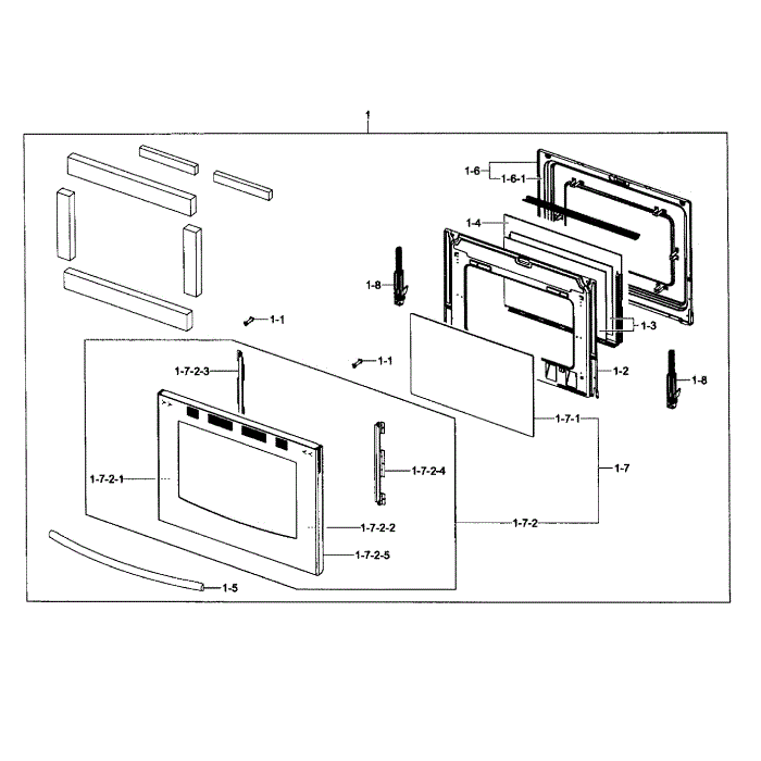 Drawer Assembly Diagram and Parts List for FX510BGS XAA-02 Samsung Range