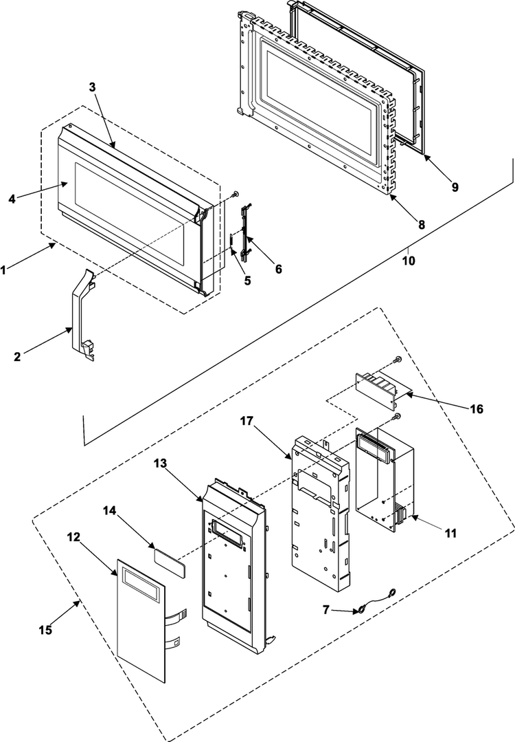 Control Panel/door Assembly Diagram and Parts List for SMV9165SC XAA Samsung Microwave