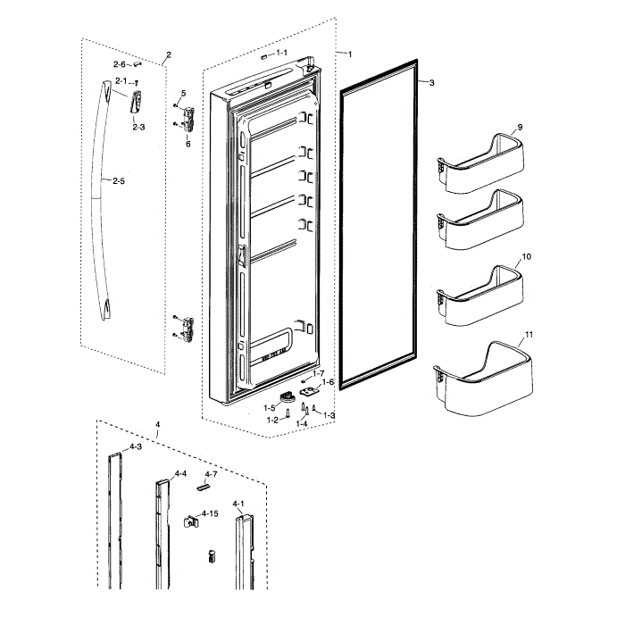 Fridge Door L Diagram and Parts List for RF20HFENBSR AA-00 Samsung Refrigerator