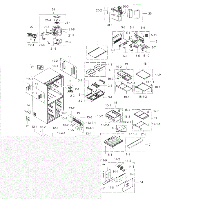 Fridge Diagram and Parts List for RF34H9950S4 AA-05 Samsung Refrigerator