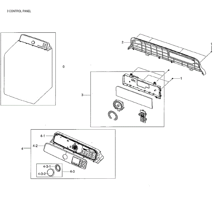 Control Panel Diagram and Parts List for DV48H7400GW A2-02 Samsung Dryer
