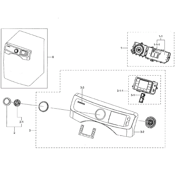 Control Panel Diagram and Parts List for DV42H5000EW A3-02 Samsung Dryer