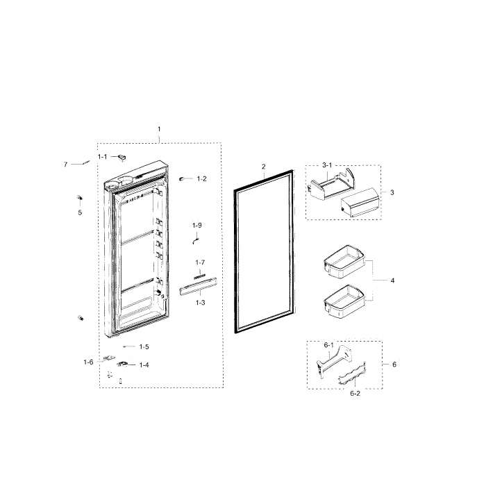 Refrigerator Door R Diagram and Parts List for RFG238AAWP XAA-00 Samsung Refrigerator