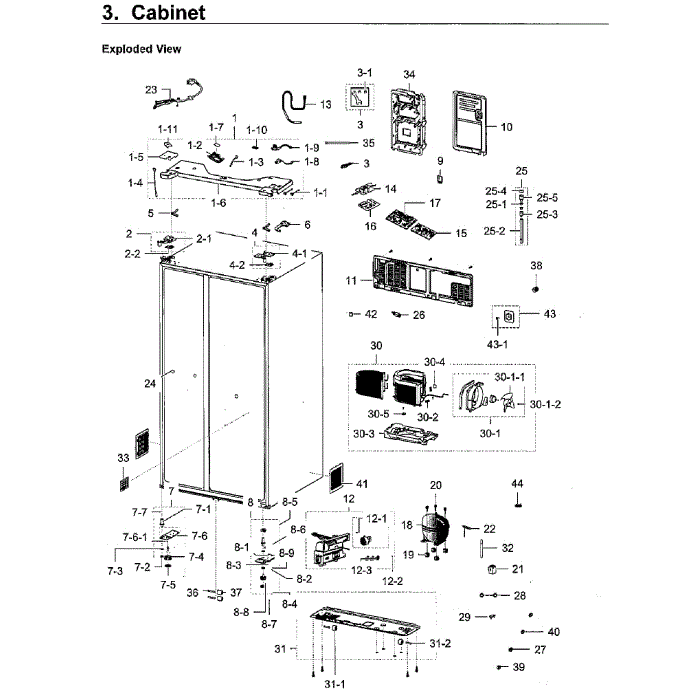 Cabinet Diagram and Parts List for RH22H9010SR AA-06 Samsung Refrigerator