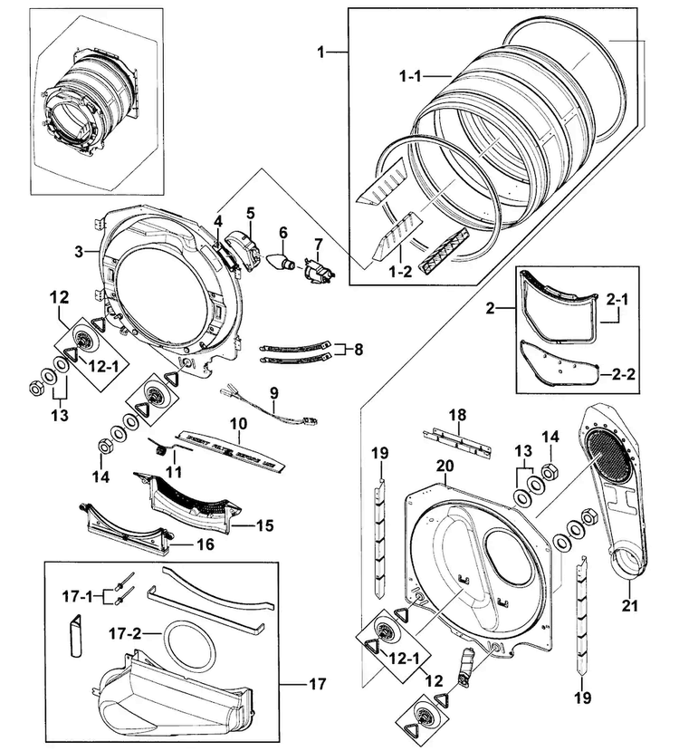 Drum Assy Diagram and Parts List for 40299032012  Kenmore Dryer
