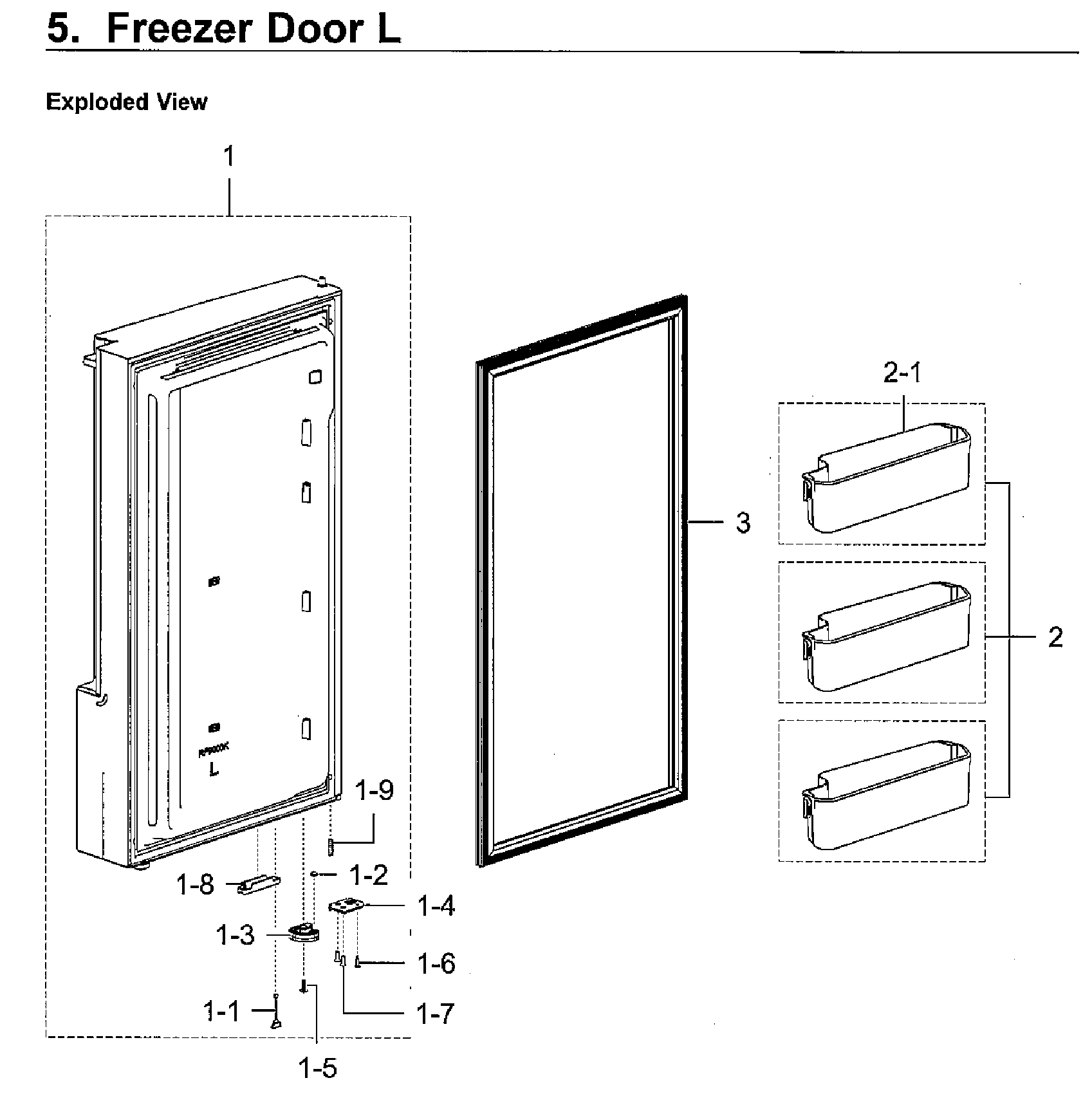 Freezer Door R Diagram and Parts List for RF28K9580SG AA-0002 Samsung Refrigerator