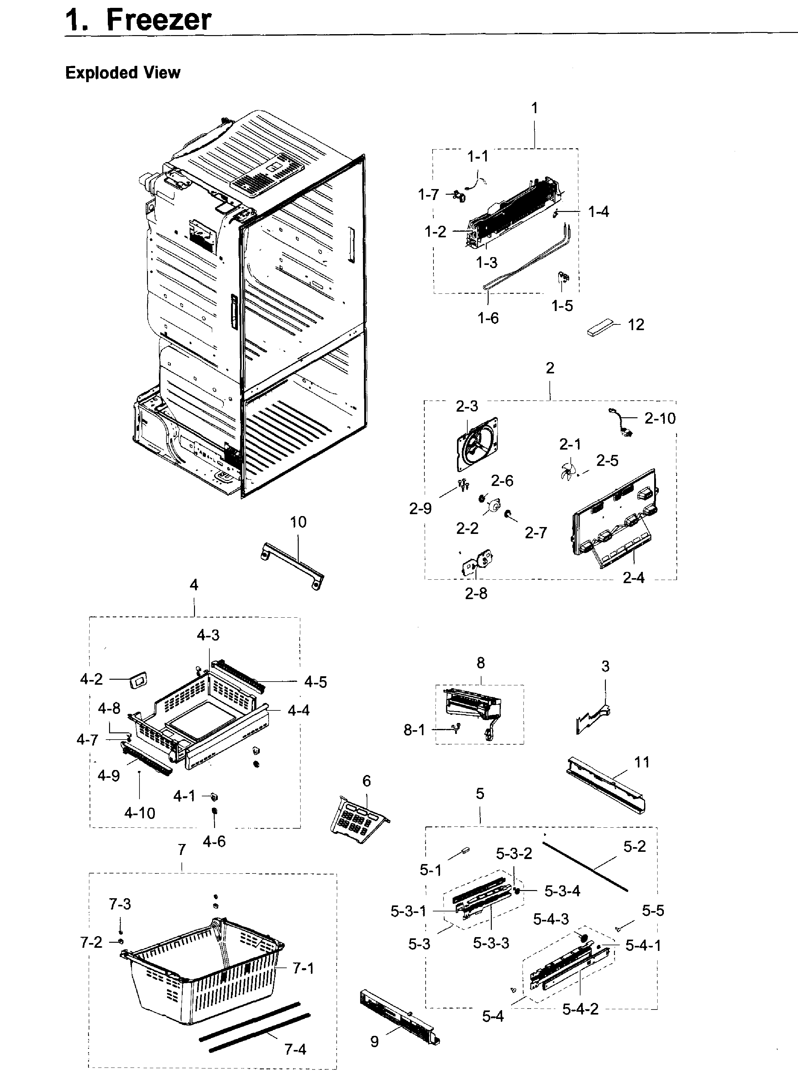 Freezer Diagram and Parts List for RF28HDEDPWW AA-0007 Samsung Refrigerator