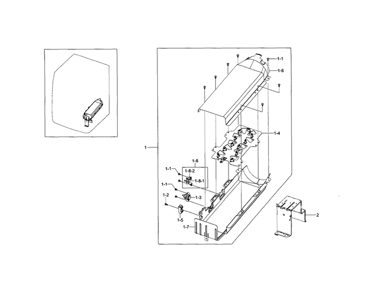Duct Heater Diagram and Parts List for DV5471AEW XAA-0004 Samsung Dryer