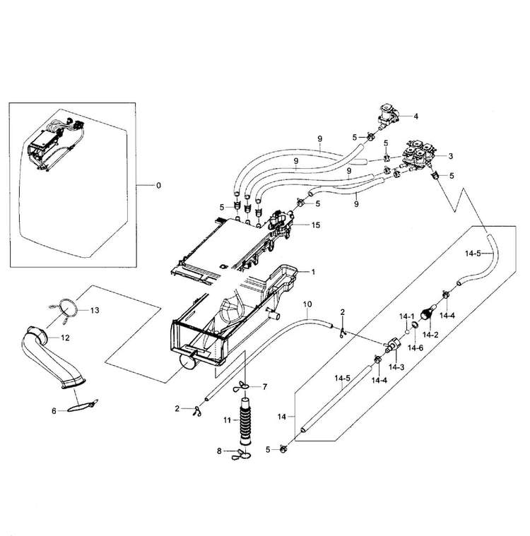 Housing Drawer Diagram and Parts List for WF405ATPAWR AA-0001 Samsung Washer
