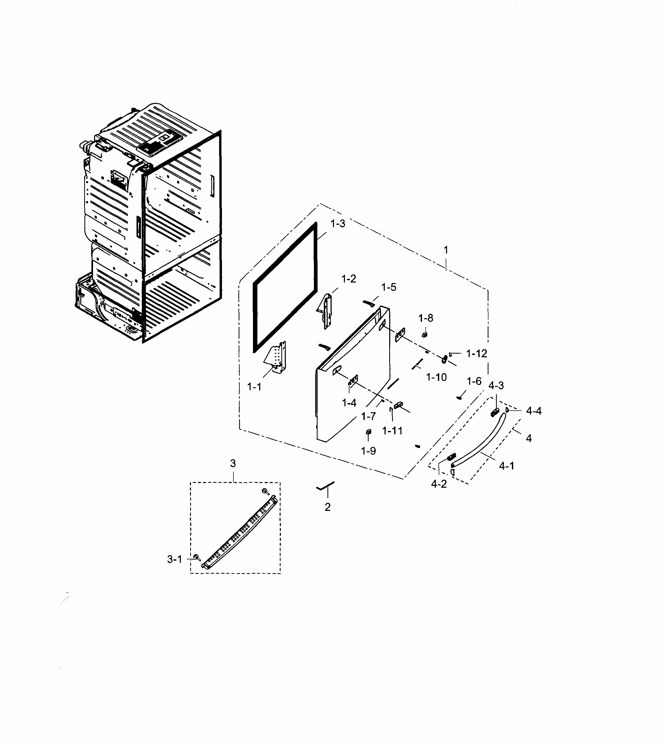 Door-freezer Diagram and Parts List for RF28HFEDBSR AA-0001 Samsung Refrigerator