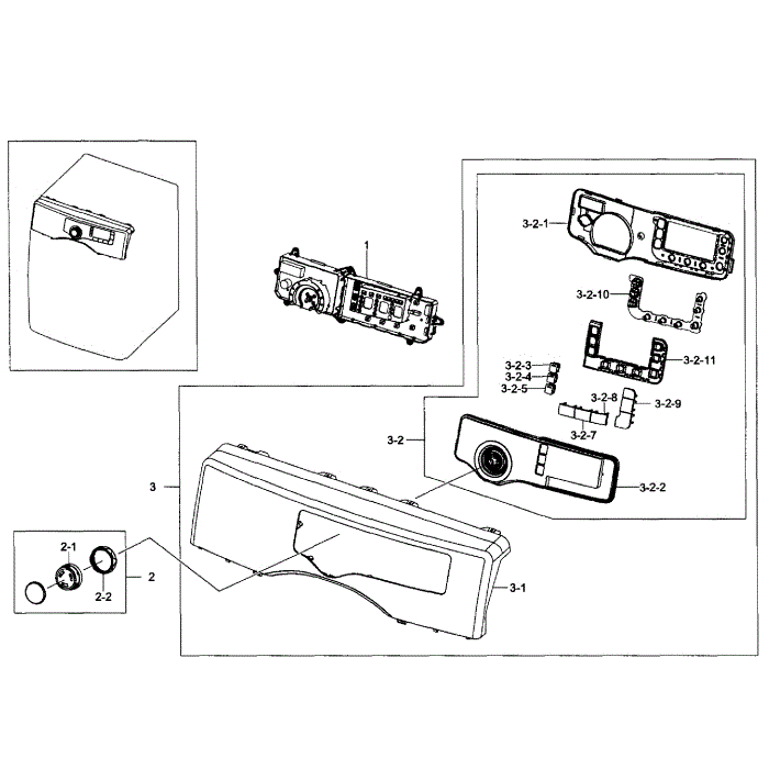 Control Panel Diagram and Parts List for DV363EWBEUF A1-00 Samsung Dryer