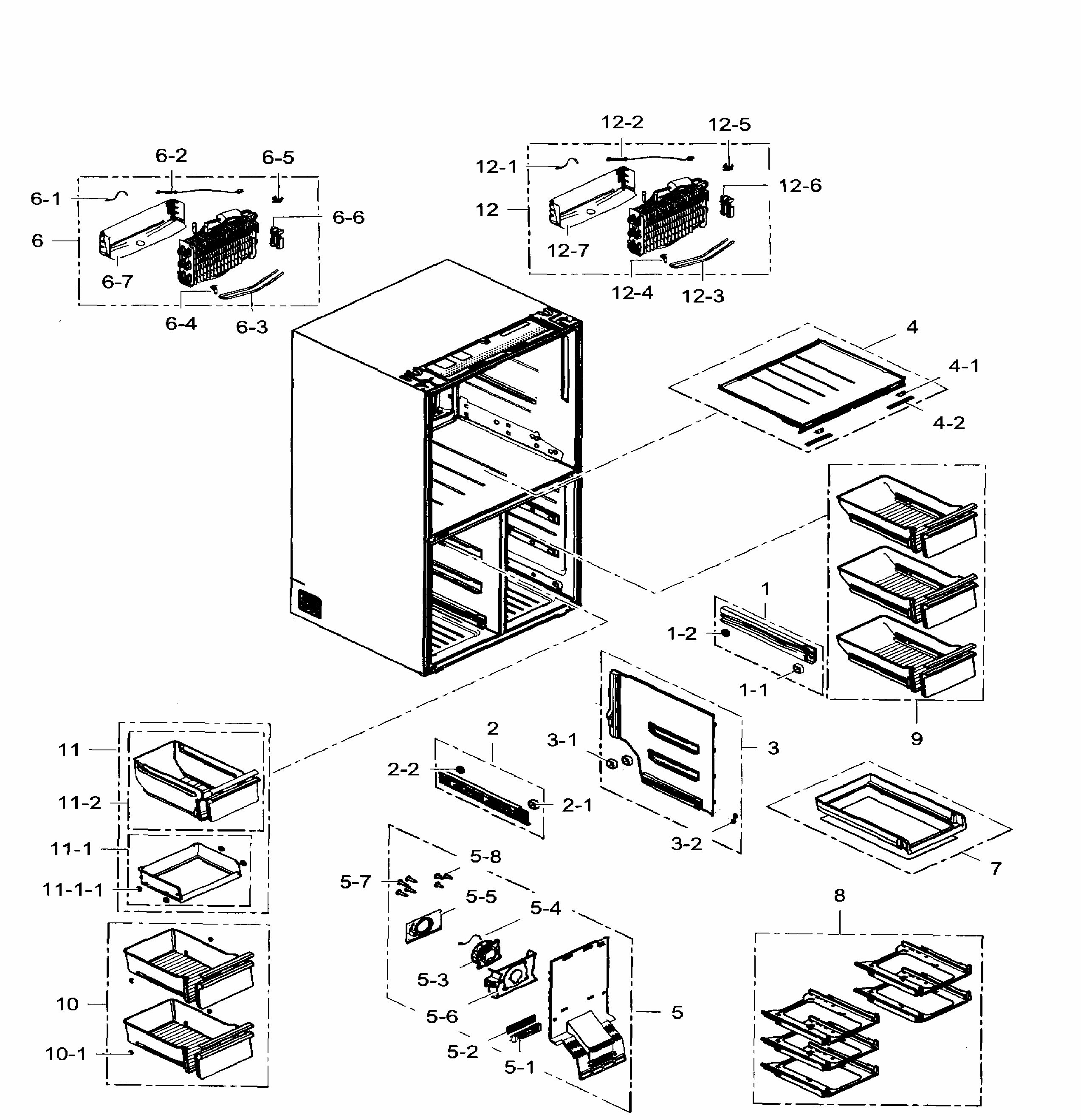 Freezer Diagram and Parts List for RF34H9960S4 AA-0003 Samsung Refrigerator