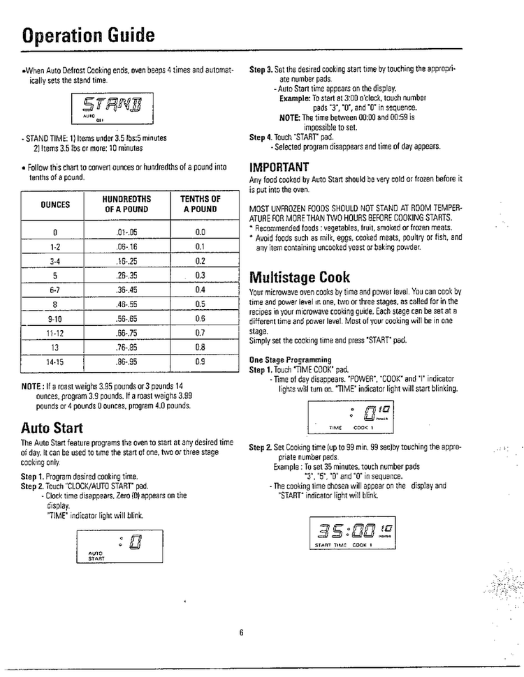 Operation Guide Page 3 Diagram and Parts List for MW3580T XAA Samsung Microwave