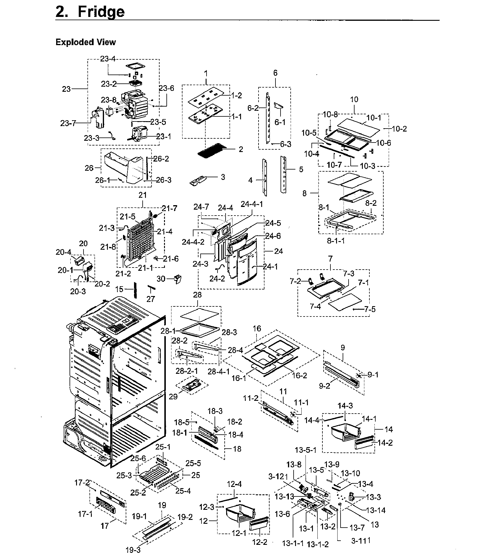 Fridge Diagram and Parts List for RF23HCEDBWW AA-0011 Samsung Refrigerator