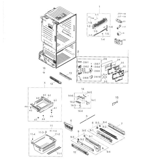 Freezer Diagram and Parts List for RF263BEAEWW AA-03 Samsung Refrigerator