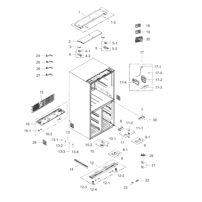 Cabinet Diagram and Parts List for RF34H9960S4 AA-05 Samsung Refrigerator