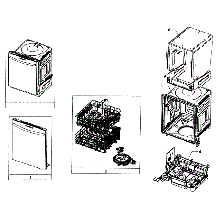 Main Assembly Diagram and Parts List for DW80F800UWS AA-00 Samsung Dishwasher