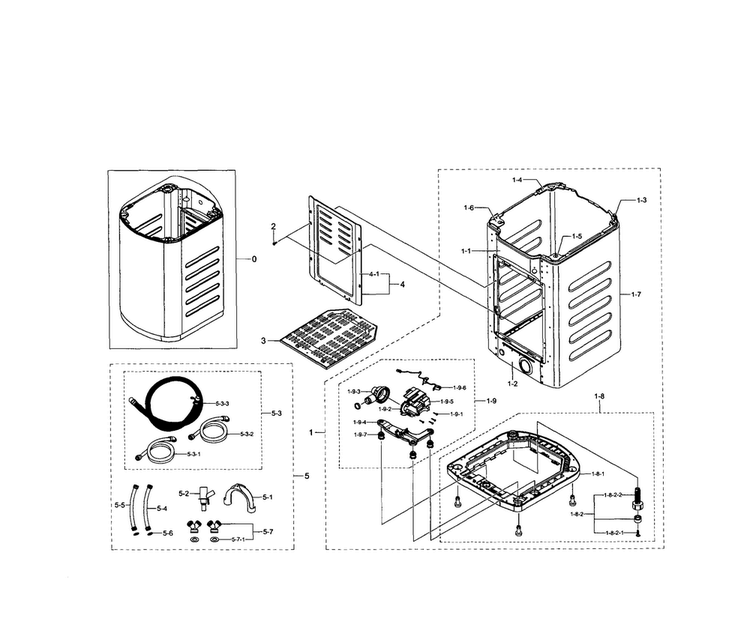 Frame Diagram and Parts List for WB09H7300GW A1-0000 Samsung Washer