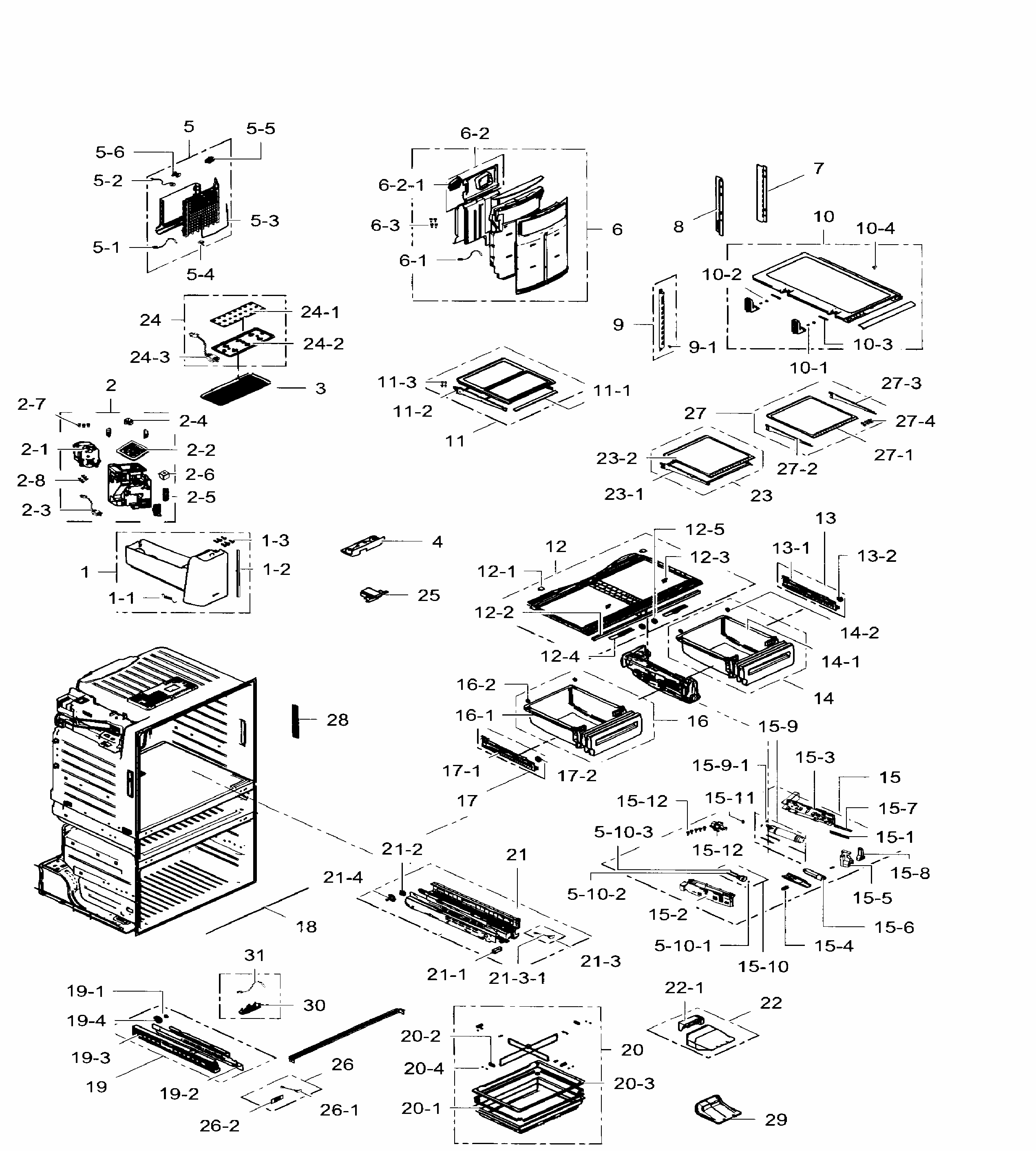 Fridge Diagram and Parts List for RF28HMEDBWW AA-0007 Samsung Refrigerator