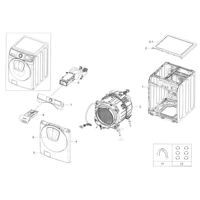 Main Assembly Diagram and Parts List for WF45K6200AW A2-00 Samsung Washer