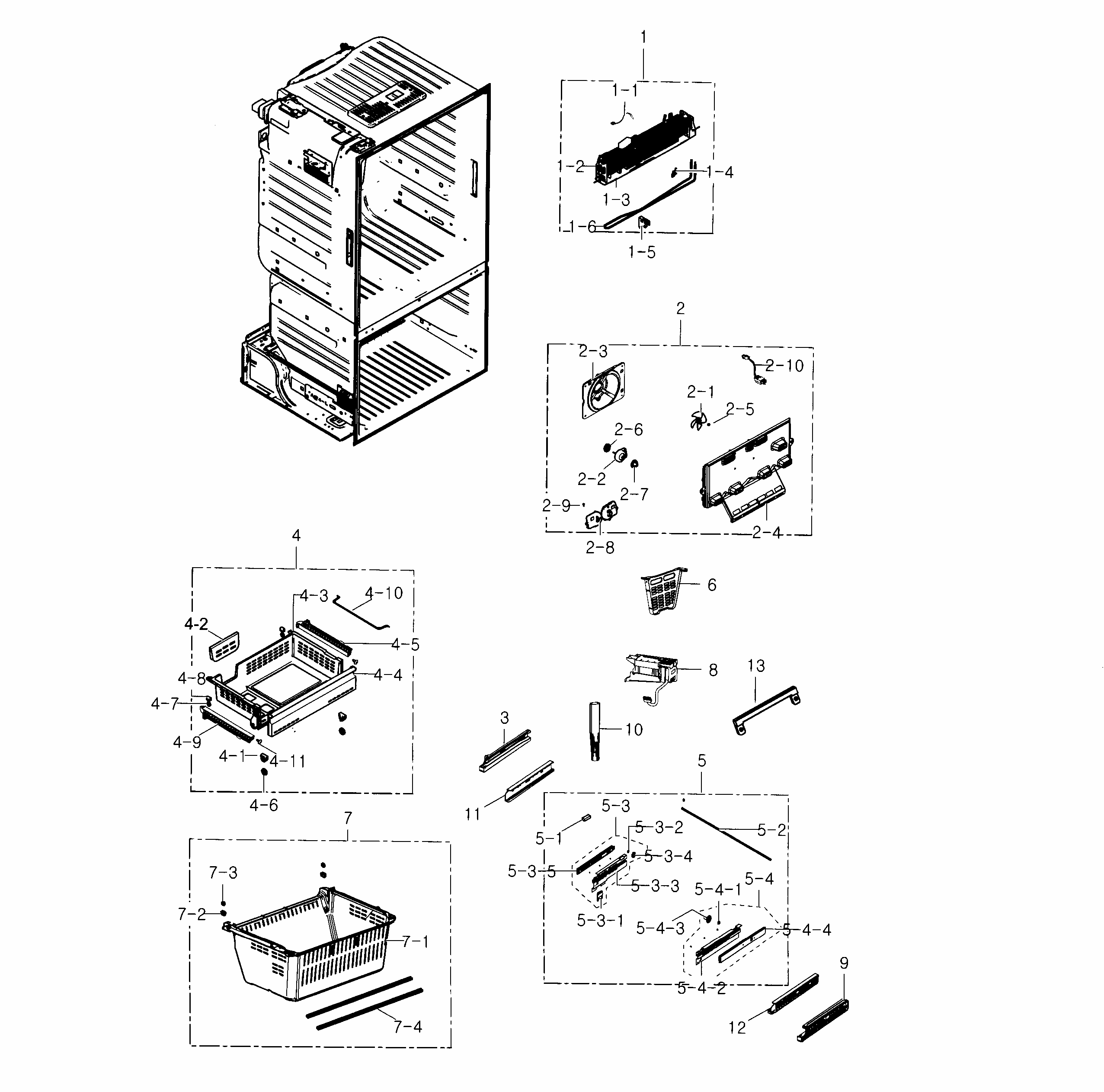 Freezer Diagram and Parts List for RF23HCEDBSR AA-0002 Samsung Refrigerator
