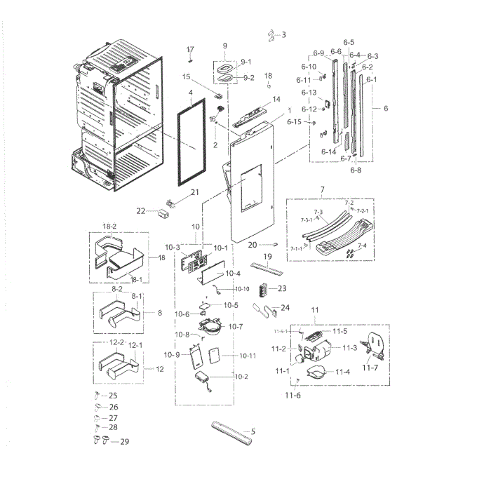 Fridge Door L Diagram and Parts List for RF263BEAESP AA-02 Samsung Refrigerator