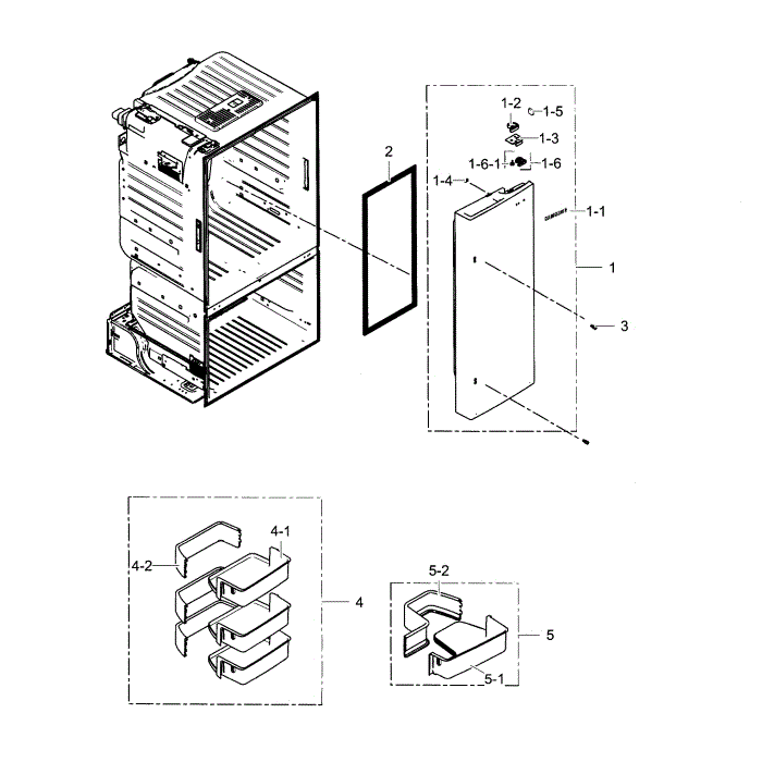 Refrigerator Door R Diagram and Parts List for RF263BEAEWW AA-02 Samsung Refrigerator
