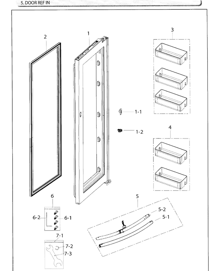 Door Ref Inner Diagram and Parts List for RH25H5611SR AA-0002 Samsung Refrigerator