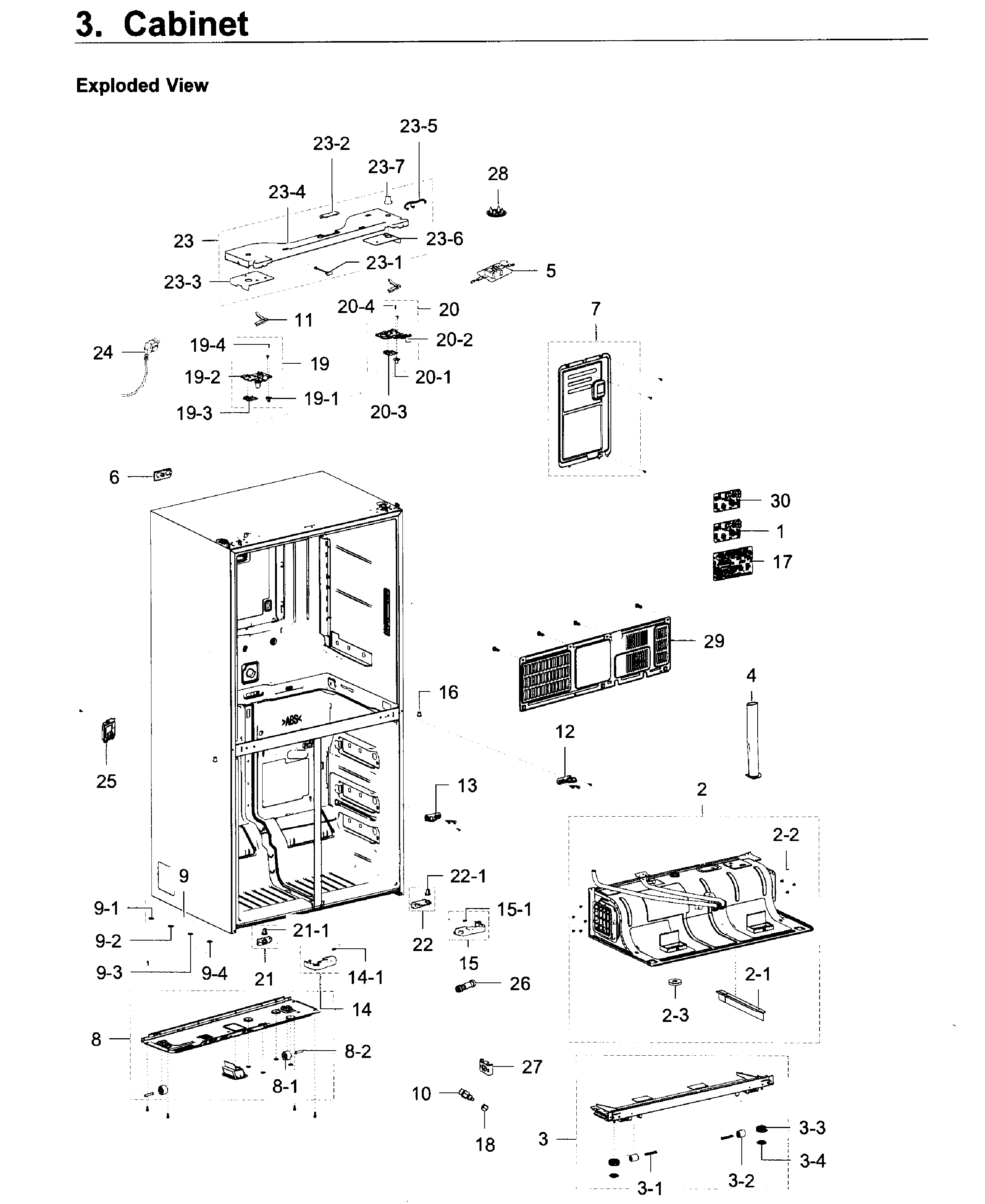 Cabinet Diagram and Parts List for RF22K9581SG AA-0002 Samsung Refrigerator