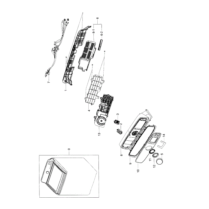 Control Panel Diagram and Parts List for WA52J8700AP A2-00 Samsung Washer
