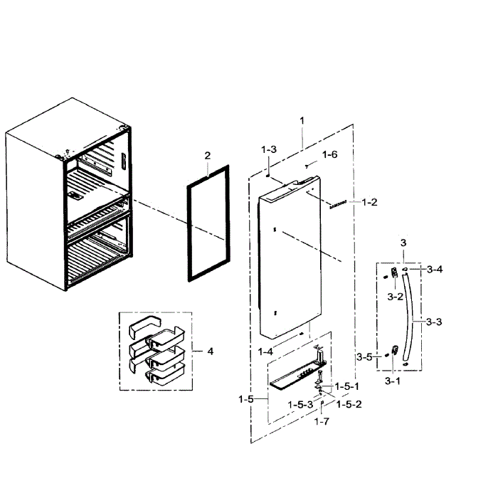 Fridge Door Rt Diagram and Parts List for RF24FSEDBSR AA-08 Samsung Refrigerator