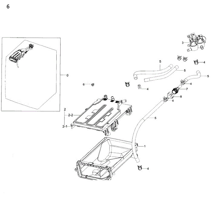 Housing-Drawer Diagram and Parts List for WW22K6800AW A2-00 Samsung Washer