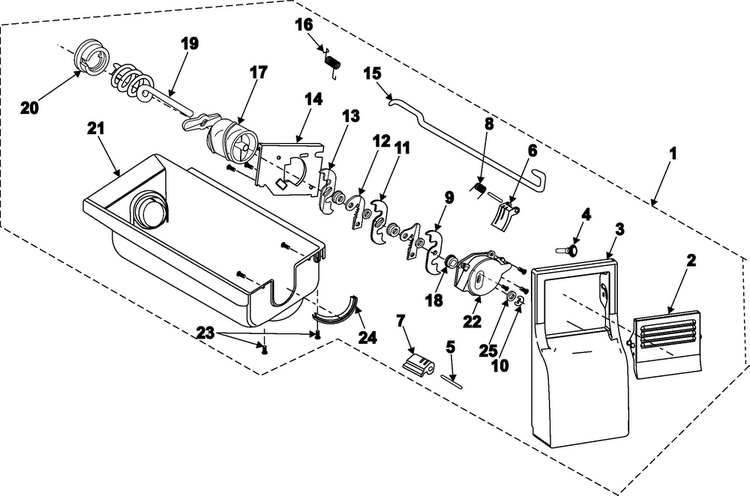 Ice Bin Diagram and Parts List for RS2622SW XAA Samsung Refrigerator