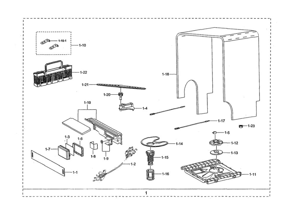 Case Assembly Diagram and Parts List for DW80R2031US AA-00 Samsung Dishwasher