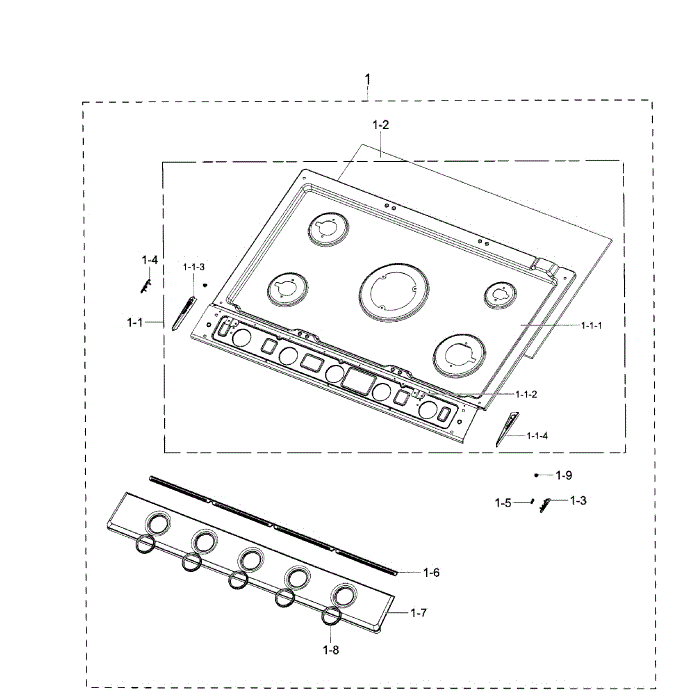 Frame Diagram and Parts List for NA30K7750TG AA-00 Samsung Cooktop