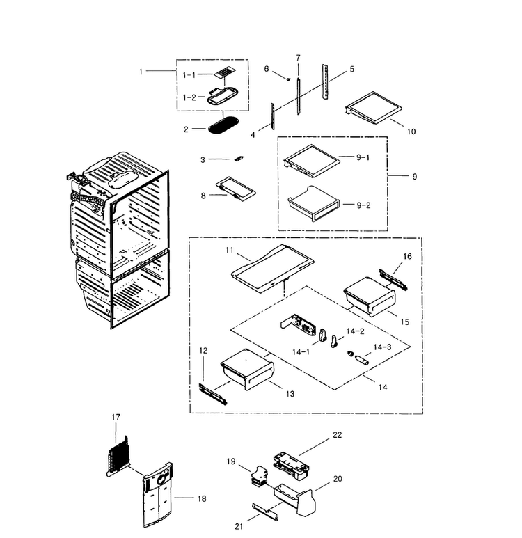 Refrigerator Diagram and Parts List for RFG296HDBP XAA-0002 Samsung Refrigerator