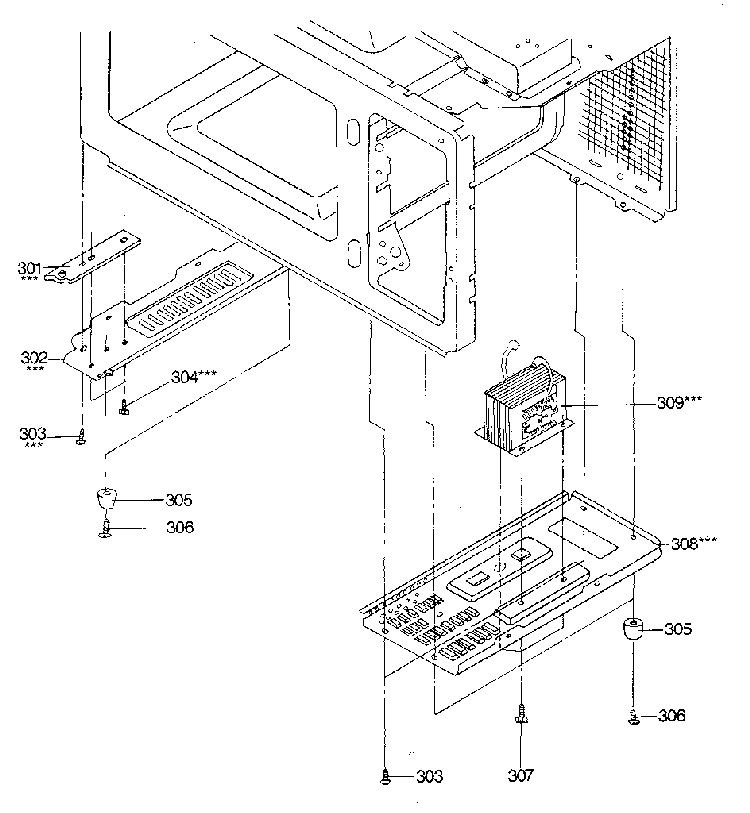 Base-plate Diagram and Parts List for 4018822980  Kenmore Microwave
