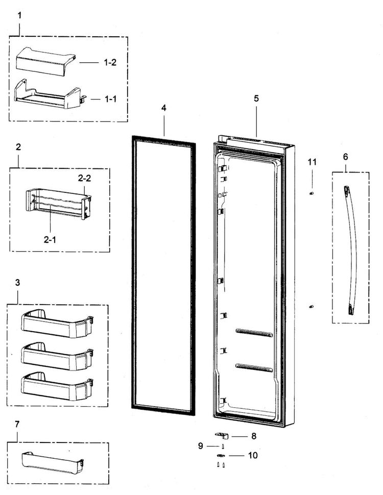 Right Door Diagram and Parts List for RSG307AAWP XAA-0000 Samsung Refrigerator