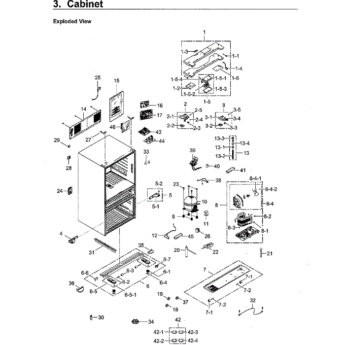 Cabinet Diagram and Parts List for RF23M8570SR AA-00 Samsung Refrigerator