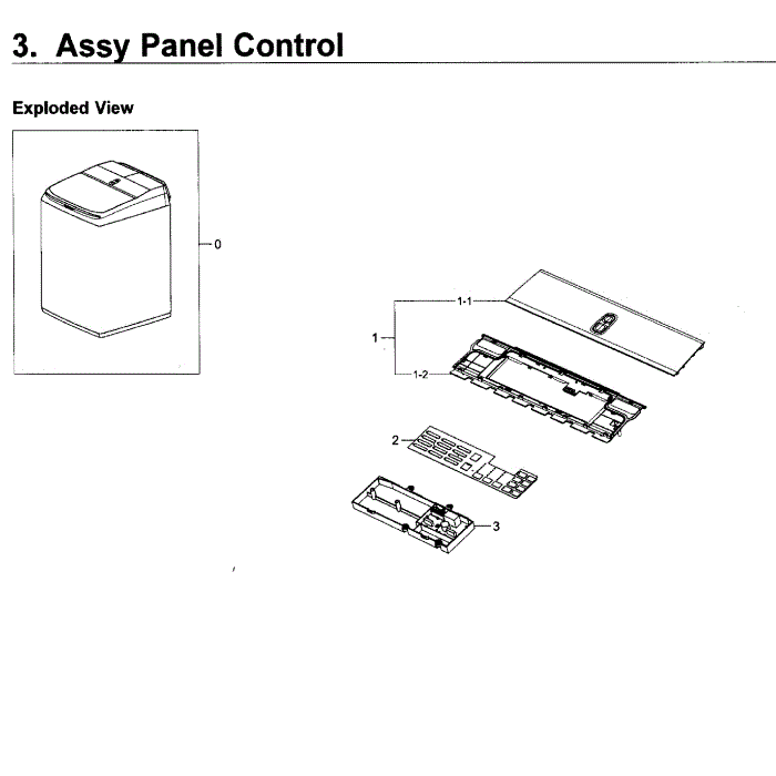 Control Panel Diagram and Parts List for WA50K8600AV A2-11 Samsung Washer