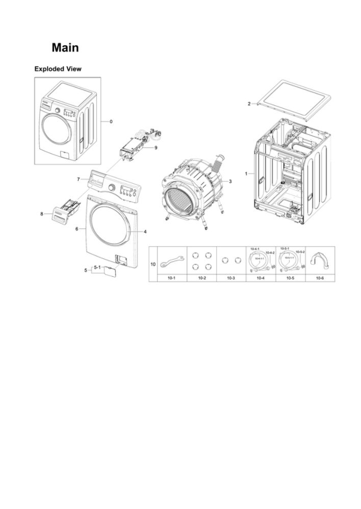 Main Assembly Diagram and Parts List for WF331ANR XAA-02 Samsung Washer