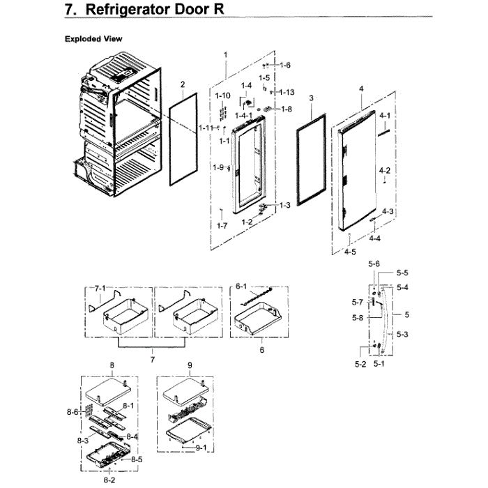 Refrigerator Door R Diagram and Parts List for RF28JBEDBSR AA-04 Samsung Refrigerator