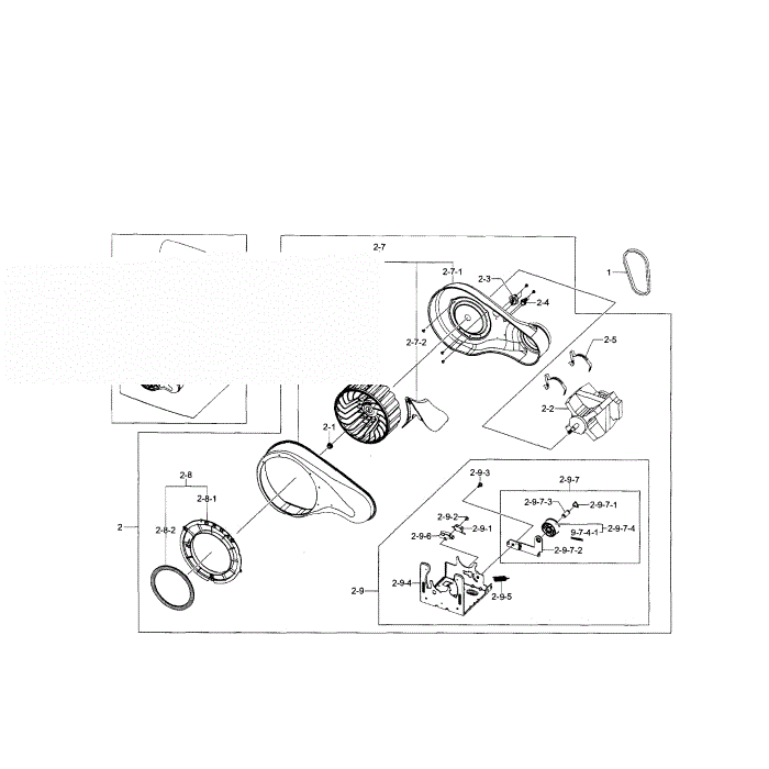Motor Duct Diagram and Parts List for DV5471AEP XAA-03 Samsung Dryer