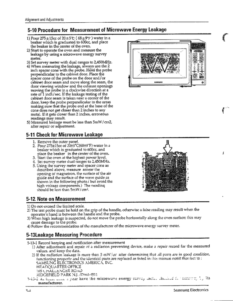 Alignment And Adjustments Page 4 Diagram and Parts List for MW6470W XAA Samsung Microwave