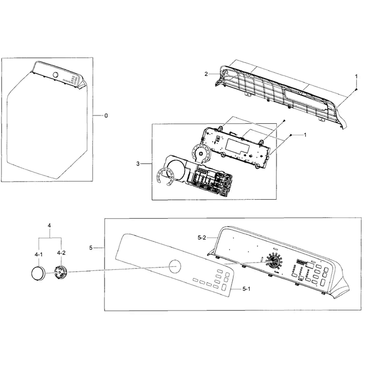 Control Panel Diagram and Parts List for DV456EWHDSU AA-0001 Samsung Dryer