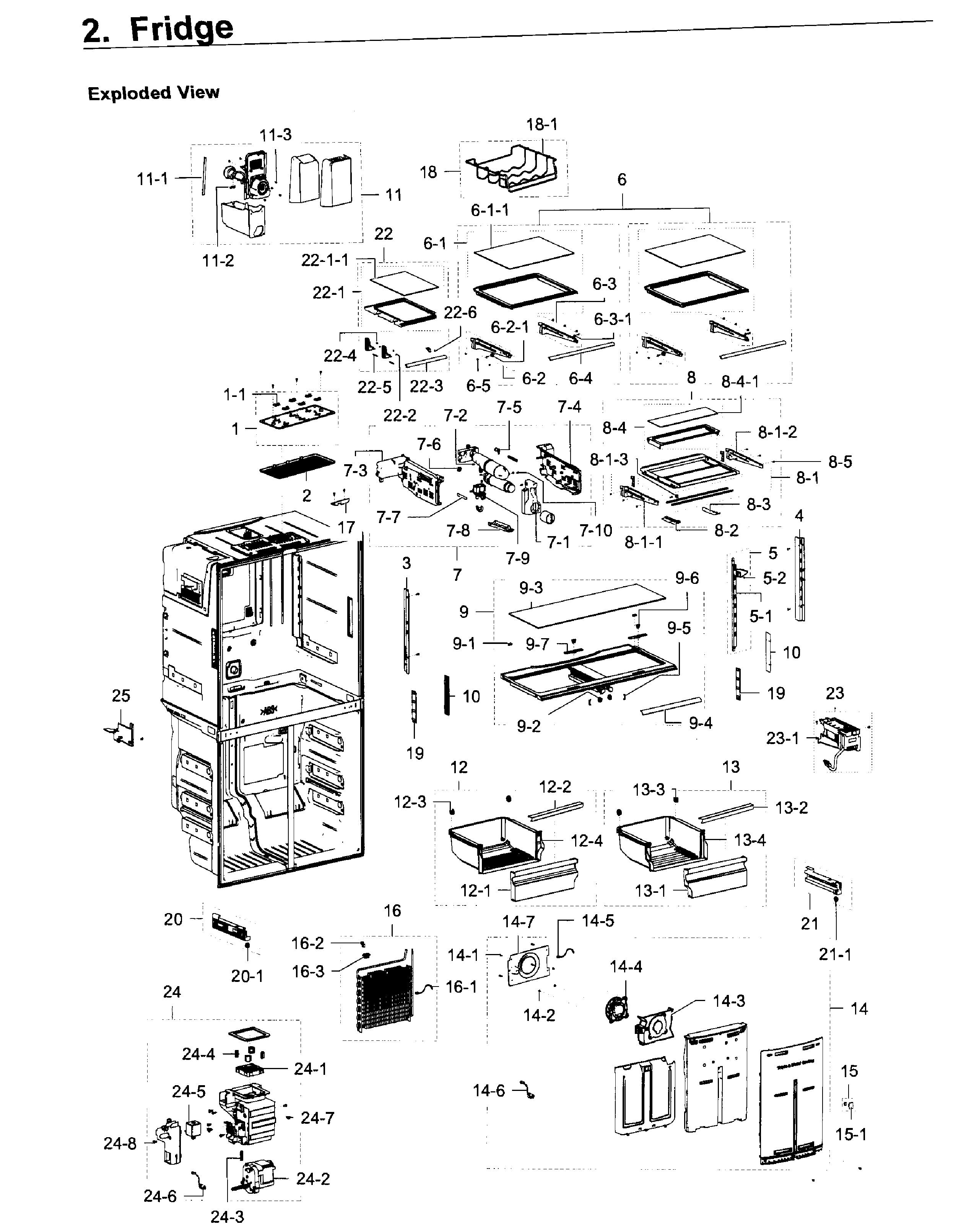 Fridge Diagram and Parts List for RF22K9581SG AA-0002 Samsung Refrigerator